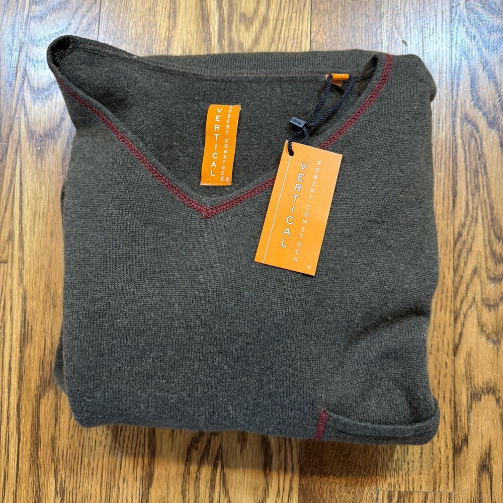 New NWT Vertical Robert Comstock Sweater Olive Green Wool Blend Mens 2XT Tall